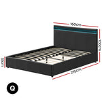 Artiss Bed Frame Queen Size LED Gas Lift Black COLE BFRAME-E-COLE-Q-BK-ABC