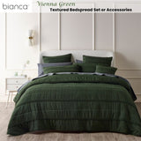 Bianca Vienna Green Textured Bedspread Set Single V442-BCA-BEDSPREAD-VIENNA-GREEN-SB