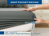 4 Piece Hotel Bamboo Cooling Sheet Set -Ultra Soft 2000TC Breathable Bed Sheets Set with 37 V1317-HB-ZXW9-AUQ-4JT-HUI