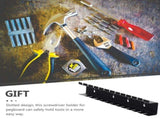 Black Carbon Steel Screwdriver Holder with Slotted Wall Bracket Pegboard Stand Tool Organizer for V1370-AZ4-16104