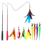 11PCS Interactive Cat Toys - Retractable Wand Toy Feather Toys Refills for Indoor Cats to Chase V1370-AZ4-02988