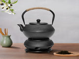 1.2L Cast Iron Teapot and Warmer Set Tea Kettle Iron Bottle With Stainless Steel Mesh Infuser and V985-TEAPOTSET
