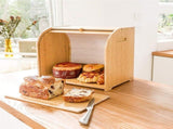 CARLA HOME Large Bamboo Bread Box Storage Organizer with Roll Top for Kitchen Counter LSB-36186