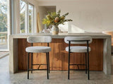 Sleek White Quartz Metal Boucle Elsa Bar Stools V264-DNC-417B-MCR-02-1
