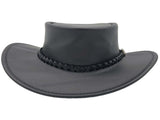 Jacaru Swagman Leather Outback Hat Wide Brim - Black V563-1003-BLACK-XL