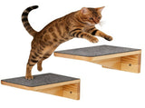 Set of 2 Cat Wall Shelves, Wooden Climbing Steps for Wall Mount, Ideal for Living Room and V1237-ZY-924-093