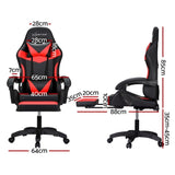 Artiss 6 Point Massage Gaming Office Chair 7 LED Footrest Red MOC-GC-6P-LED-BK-RD