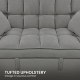 Sarantino Quincy 2-Seater Velvet Sofa Bed in Dark Grey with Wooden Frame & Tufted Design SOFA-7006-VEL-DGY