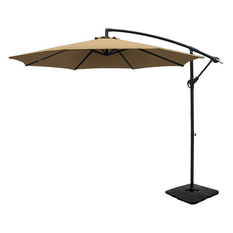 Instahut 3m Umbrella w/Base Outdoor Cantilever Beach Garden Patio Parasol Beige UMB-BAN-50N-COM-BG