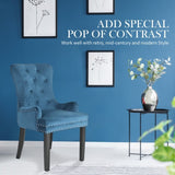 French Provincial Dining Chair Ring Studded Velvet Rubberwood Leg LISSE NAVY BLUE V274-FT-VFC-1141-NV1