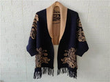 Double-sided Jacquard Cheongsam Shawl, Color-Blocked Fringed Cape Design, Autumn/Winter Fashion & V1232-SMWJPJ003