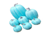 7 Pcs Artificial Pumpkin Cute Lifelike Foam Harvest Pumpkins for Autumn Holiday Decor Sky Blue V1294-YM0901-3115240077511