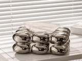 Ceramic Tissue Box Paper Towel Holder, Silver, for Kitchen, Living Room, Bedroom V1369-AZ3-W-11425