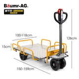 BAUMR-AG 40V Li-ion 400kg Electric Powered Platform Trolley, Adjustable Tray, Utility Cart Trolley V219-MATPTLBM1M2A