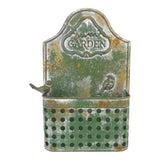 Vintage Green Wall Planter w/ Embossed Garden 29x45cm V637-11054PLN