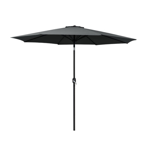 Instahut 2.7m Outdoor Umbrella w/Base Pole Stand Garden Beach Black UMB-POLE-27-TIL-BK