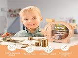 Wooden Piggy Bank for Kids Cute Money Bank for Boys and Girls Clear Wood Money Box Personalized V1192-AZ-W-2619