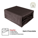 Dark Chocolate 800TC Luxury Cotton Self-Stripe Sheet Set King 40 cm Wall King V442-ATX-SHEETS-800TCSELFSTRIPE-DARKCHOCO-KI