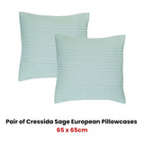 Bianca Pair of Cressida Sage European Pillowcases 65 x 65cm V442-BCA-PILLOWC-CRESSIDA-SAGE-EU
