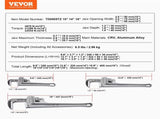 3-Piece Pipe Wrench Set, 10" 14" 18" Aluminum Straight Pipe Wrench, Adjustable Plumbing Wrench, with V952-GQBS101418IN6D4SMV0