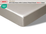 Accessorize 400TC Stone Bamboo Cotton Fitted Sheet 40cm Wall King Single V442-HIN-FITTEDS-BAMBOOCOTTON40CM-STONE-KS