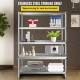 VEVOR Stainless Steel Shelves 47.5x18 Inch 5 Tier Adjustable Shelf Storage Unit Stainless Steel Rack V952-BXGHJ5C48X18.5YC1V0