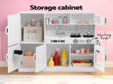 Keezi Kids Wooden Pretend Kitchen Play Set Cooking Toys Pot Ice Cup Oven Blackboard 80CM White PLAY-WOOD-BOARD-WH