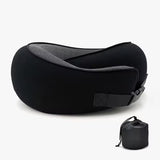 Black Buckle Tape Memory Foam U-Shaped Neck Pillow - Snail Travel Cushion for Airplane, Office Nap, V888-ELOSUNG13355