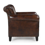 STUDDED LEATHER ARM CHAIR V742-M10368