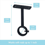 Ceiling Mounted Curtain Rod Brackets, Heavy Duty Ceiling Bracket for 1 Inch Curtain Rod Holder V1369-AZ3-W-11802