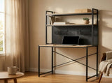 CARLA HOME Computer Desk with Hutch Shelves and Pegboard - Brown - Rustic - Steel V178-36436