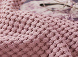 Cotton Waffle Blanket - Dark Pink Textured Throw 200x230cm for Sofa, Office and Travel Use V888-ELOSUNG54959-12