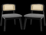 Levede 2x Dining Chair Wood Rattan Armless Black CH1144-2-BK
