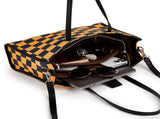 Yellow and black checkered tote bag Go shopping/to work/on a trip, wear it in different styles V1102-HEBB-002