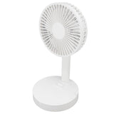 USB Desktop Fan Foldable Rechargeable Battery Makeup Mirror Function Bottom Silicone 3 Speeds White V1294-YM0523-3113220054311