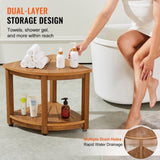 Corner Shower Bench, 18.5" Height 17.75" Radius, Faux Wood Grain Polystyrene,159KGS with Storage V952-CWDSL1775INCVD6RIV0