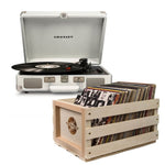 Crosley Cruiser Bluetooth Portable Turntable - White Sands + Bundled Crosley Record Storage Crate V398-CR8005FSC-WS4