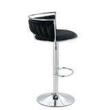SERENIT Silver Swivel Upholstered Velvet Adjustable Height Counter Stool with Metal Frame Black V255-GP2311R-BLACK