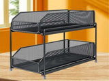 Pull Out Cabinet Organizer 2 Tier Carbon Steel Mesh Large Capacity Easy Maintenance Sliding Basket V1294-YM0706-3118230202312