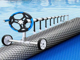 Aqua Buddy Pool Cover 600 Micron 7x4m w/ Blue Roller 5.55m Swimming Pools Sliver Solar Blanket PC-70X40-XL-DX-BL-ROLLER-BU