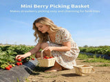 12PCS Mini Wooden Berry Baskets, 5.1 x 3.9 in Square Berry Picking Buckets with Handle, Hand-Woven V1192-AZ-W-18381