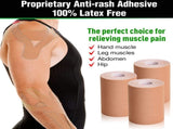 3 Pack Kinesiology Tape, 4in x 5.5yd Water Resistant Muscle Support Adhesive Sport Tape for Pain V1259-DP01-A-3128