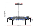 Everfit 48inch Hexagon Fitness Trampoline Rebounder Adjustable Handrail Blue TRAMPO-C-MINI48-H-BLBK