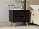 Artiss Double Bed Frame and Bedside Table Set Boucle Beige with Headboard Black Nightstand BFRAME-SET-DARA-SCAN-BS01