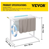 Pool Towel Rack, 5 Bar, White, Freestanding Outdoor PVC T-Shape Poolside Storage Organizer, Include V952-MJJBSGZXGBDD5JAP7V0