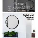 Embellir 2 Wall Mirror Makeup 50cm Home Decor Framed Mirrors Bathroom Round Black MM-E-WALL-ROU-BK-50-X2