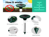 Gardeon Snake Repeller Set of 12 Solar LED Pulse Plus Ultrasonic Pest Rodent Repellent SR-SNAKE-DX-12-COM