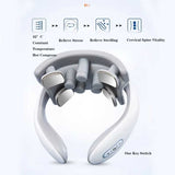 White Portable Electric Neck Massager Intelligent Pulse Therapy with Heat and 4 Massage Heads V888-ELOSUNG13449