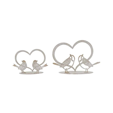 Set 2 Asst Lovebirds w Heart on Base Ornament 20cm V637-52400HRT