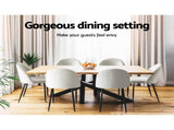 Artiss Dining Chairs Set of 2 Sherpa Boucle White MO-DIN-KJC150-VEL-WHX2